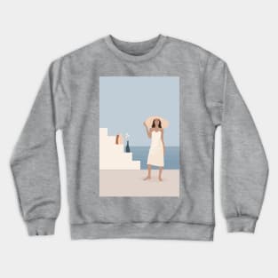 Mediterranean Woman With Hat Crewneck Sweatshirt